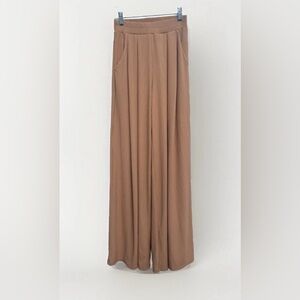Three Bird Nest Palazzo Pants Women S Wide Leg Pull On Ribbed Tan Camel Stretch